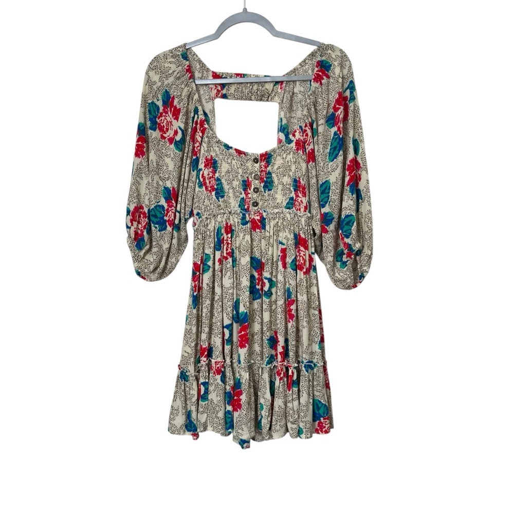 Free People Endless Summer Summer Picnic Printed Smocked Mini Dress XS - Picture 3 of 8